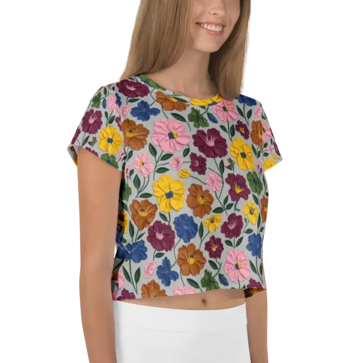 Blooming Mosaic on a Crop Tee