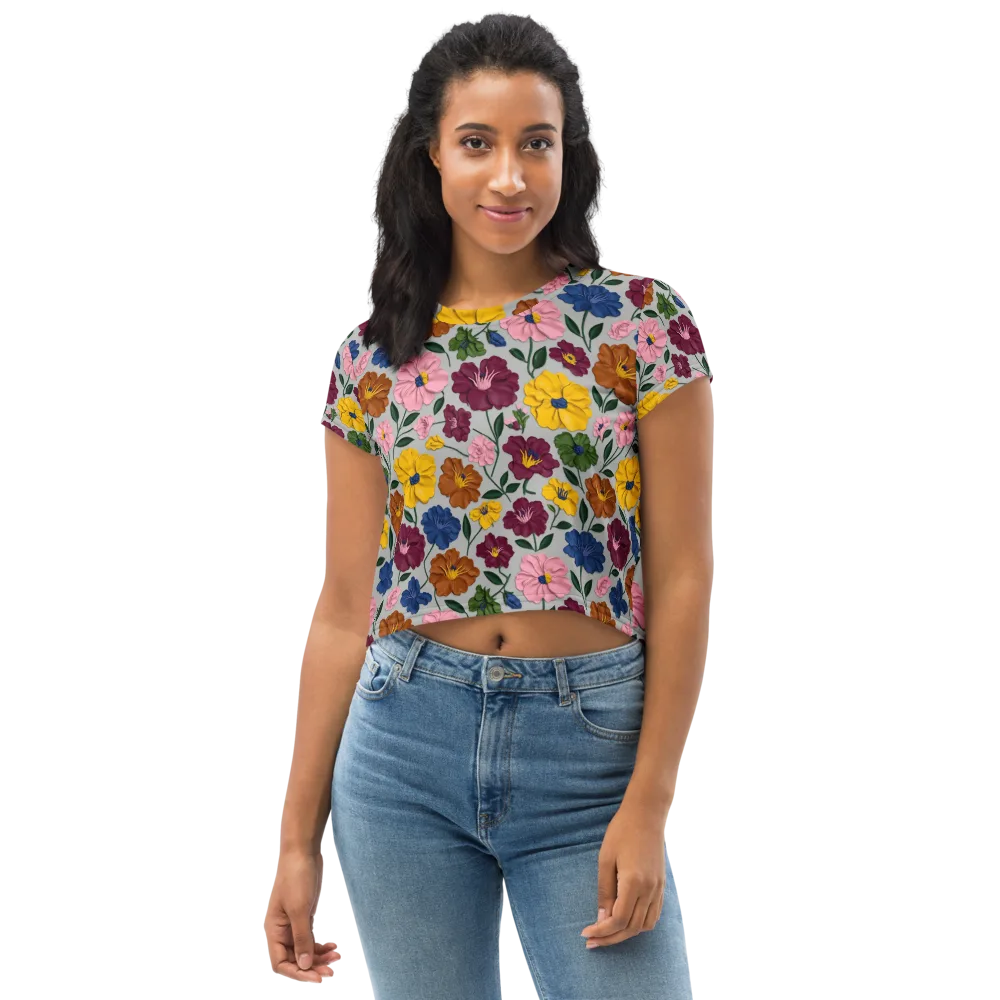 Blooming Mosaic on Crop Tee — Front