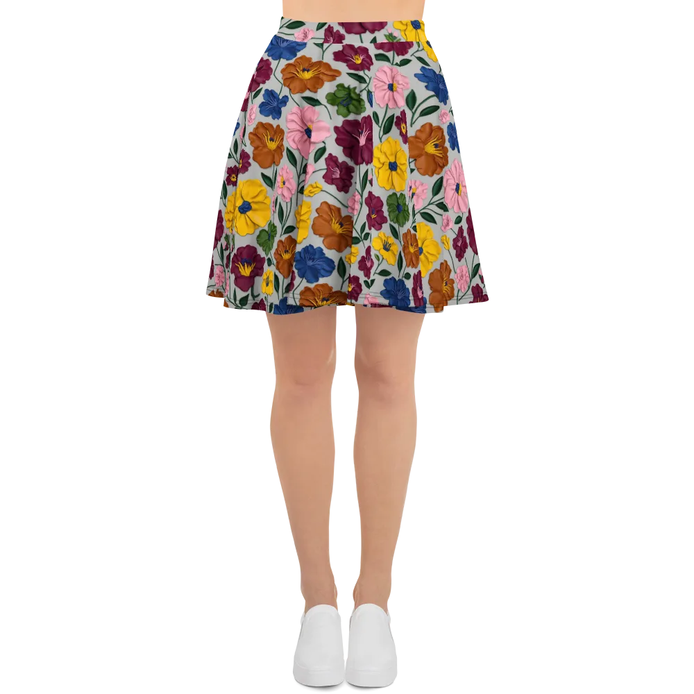 Blooming Mosaic on Skater Skirt — Front