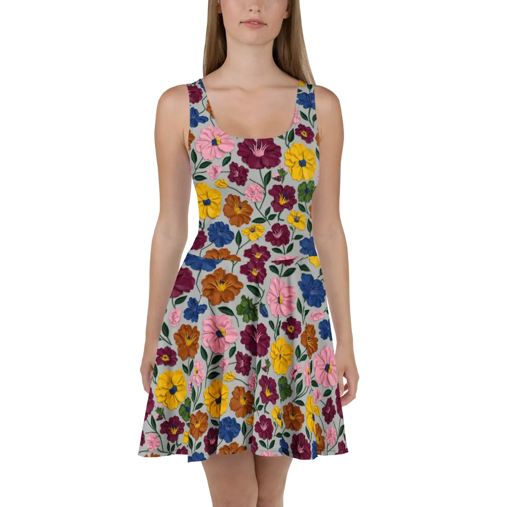 Blooming Mosaic on Skater Dress — Front