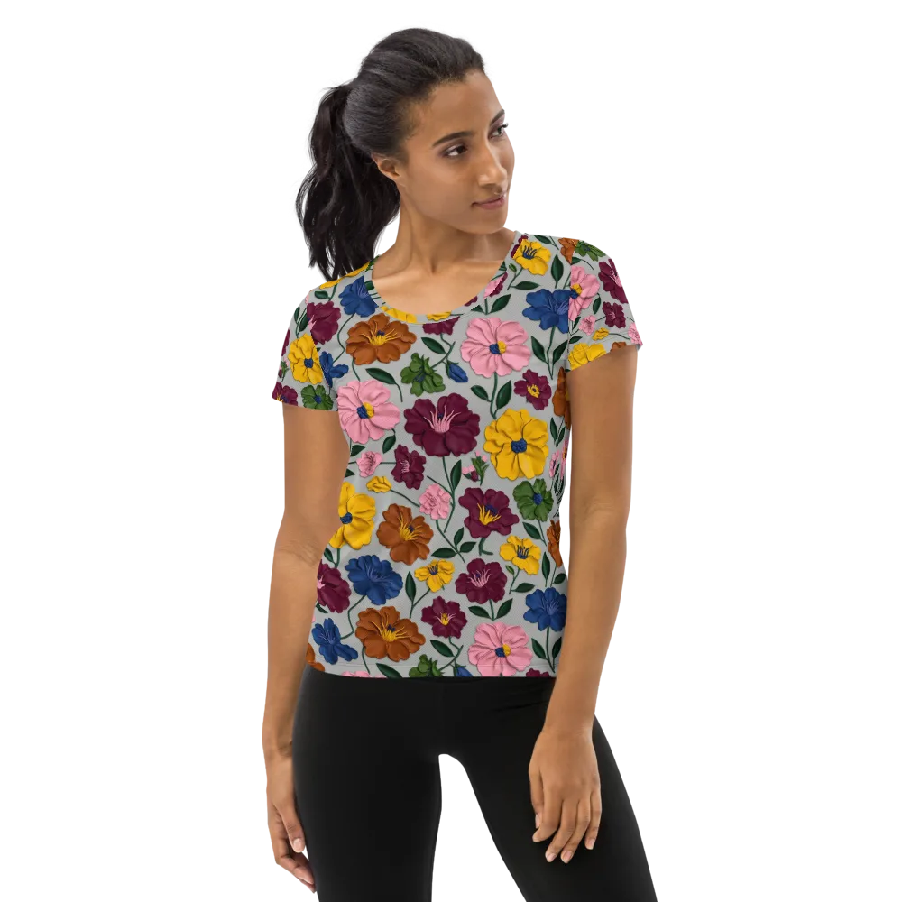 Blooming Mosaic on Women's Athletic T-Shirt — Front
