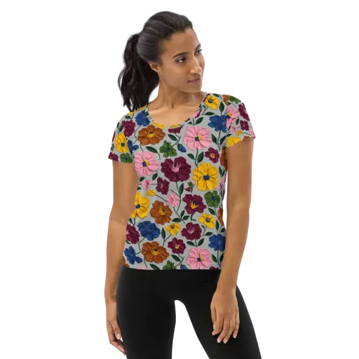 Blooming Mosaic on a Women's Athletic T-Shirt