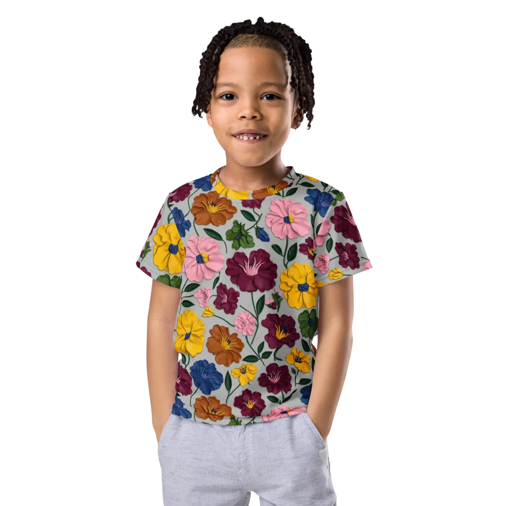 Blooming Mosaic on Kids Crew Neck T-Shirt — Front
