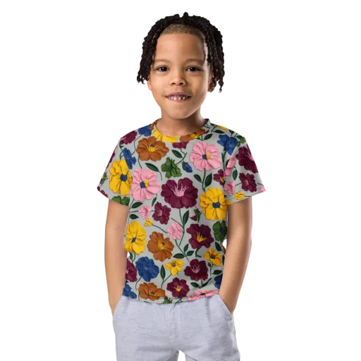Blooming Mosaic on a Kids Crew Neck T-Shirt