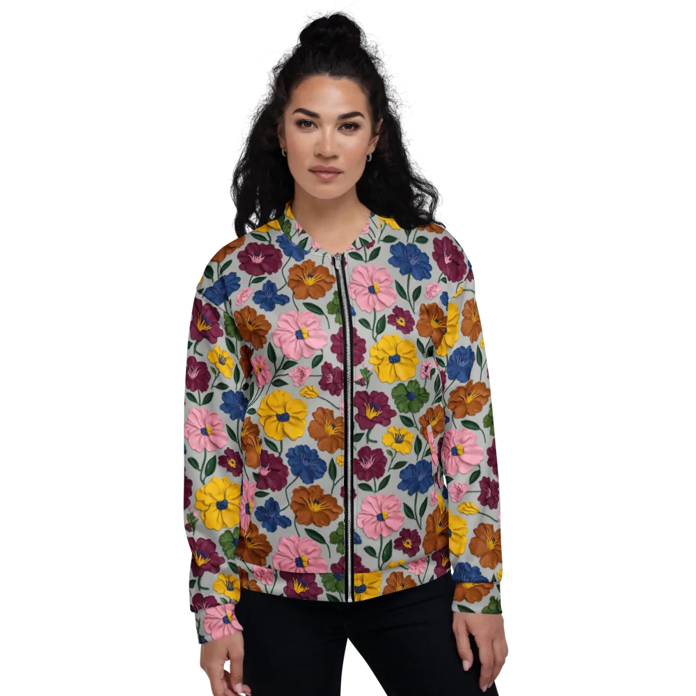 Blooming Mosaic on Bomber Jacket — Front