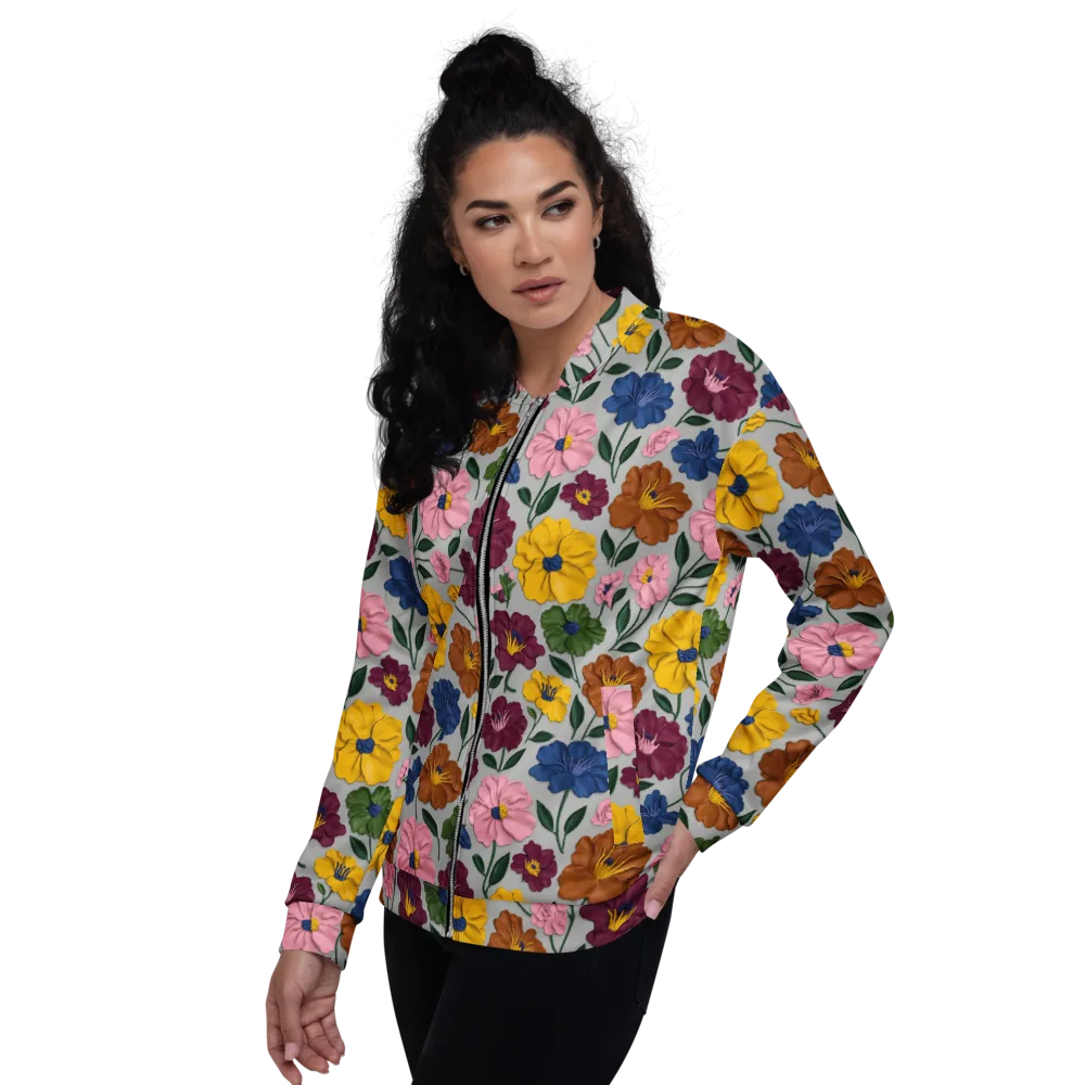 Blooming Mosaic on Bomber Jacket — Left