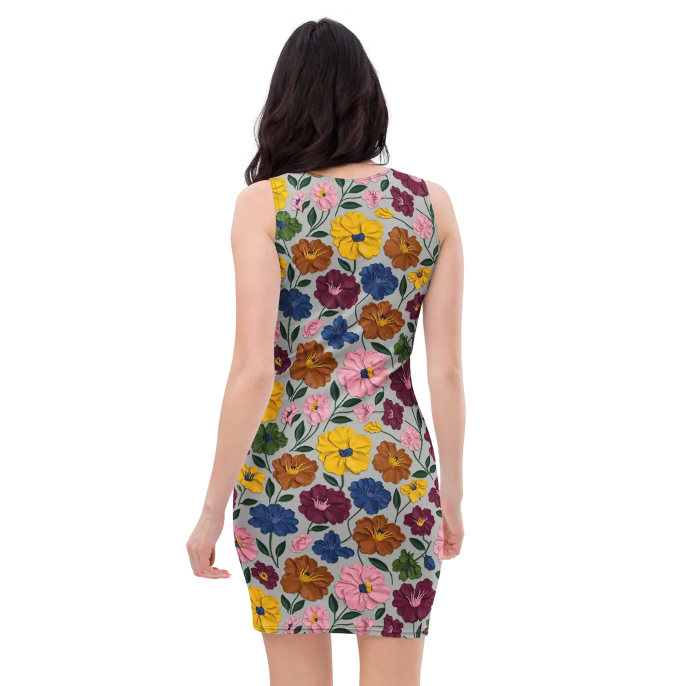 Blooming Mosaic on Bodycon Dress — Back