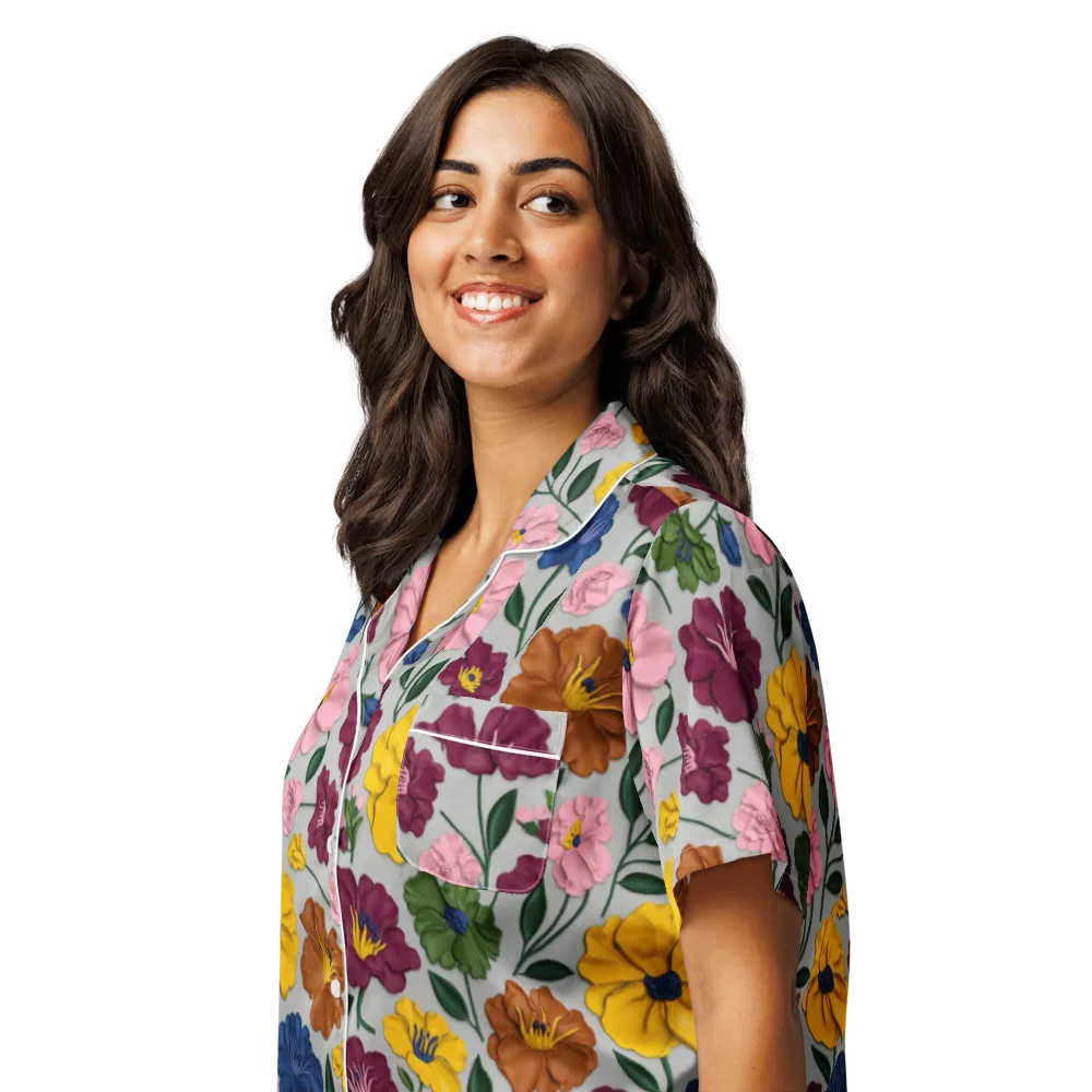 Blooming Mosaic on Women's Short Sleeve Pajama Top — Left Front