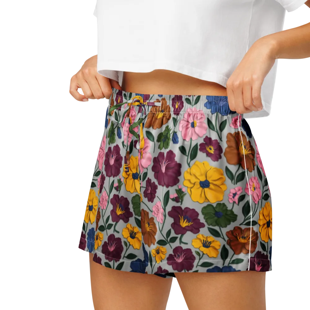 Blooming Mosaic on Women's Pajama Shorts — Left