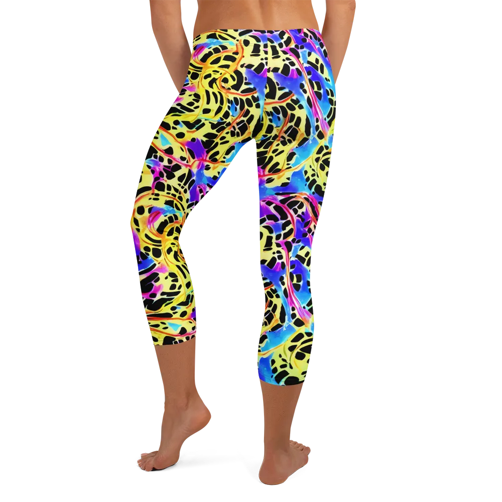 Ultraviolet Roar on Capri Leggings — Back