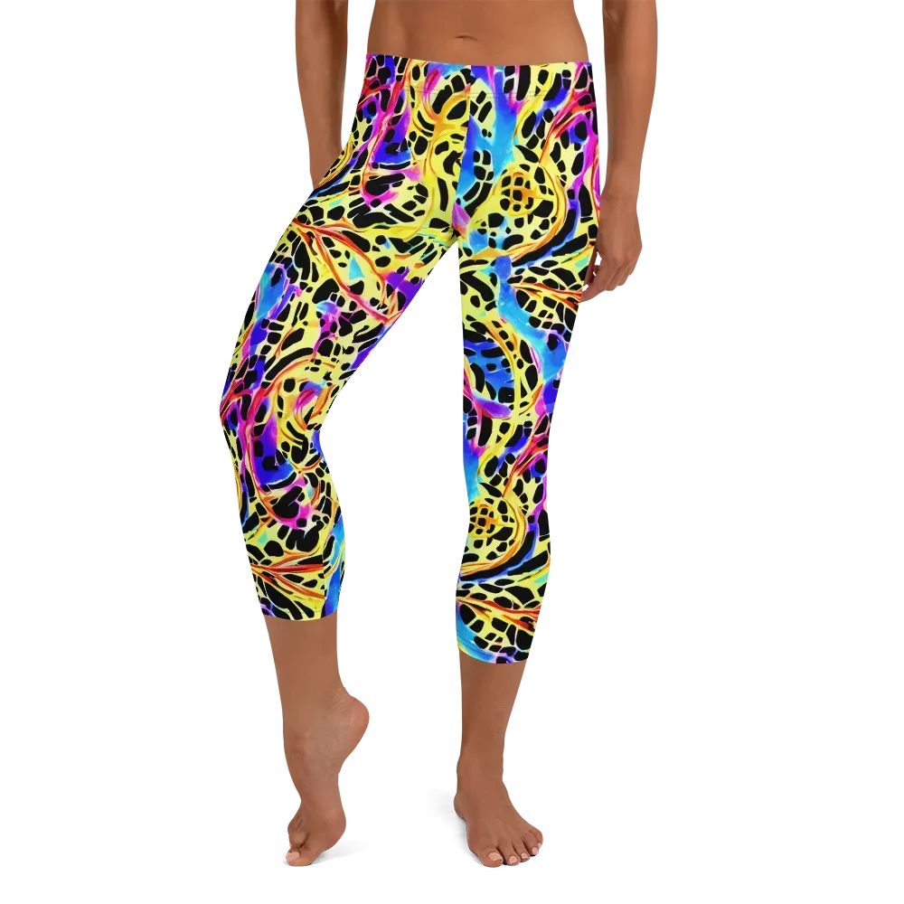 Ultraviolet Roar on Capri Leggings — Front