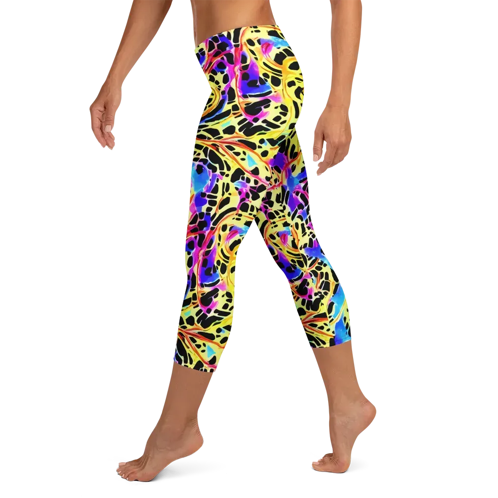 Ultraviolet Roar on Capri Leggings — Left