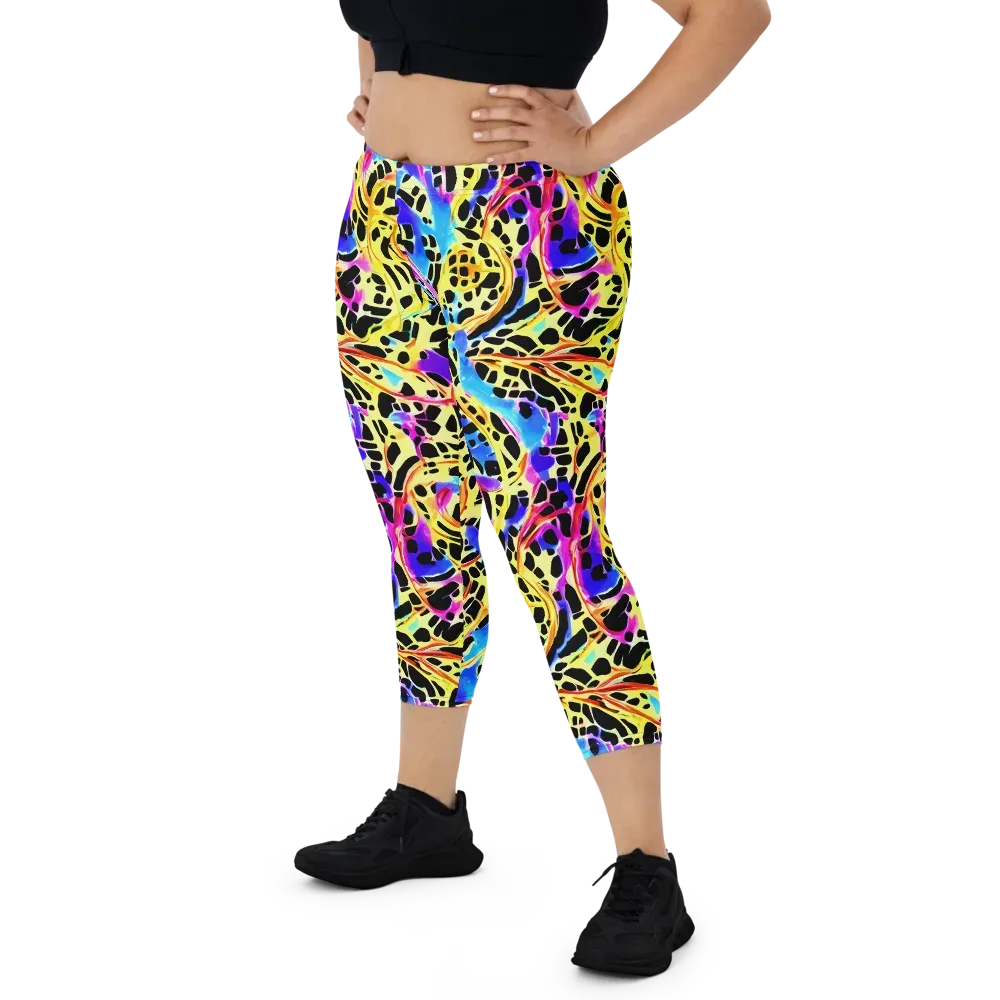 Ultraviolet Roar on Capri Leggings — Front
