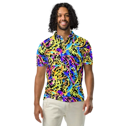 Ultraviolet Roar on a Men's Slim Fit Polo Shirt