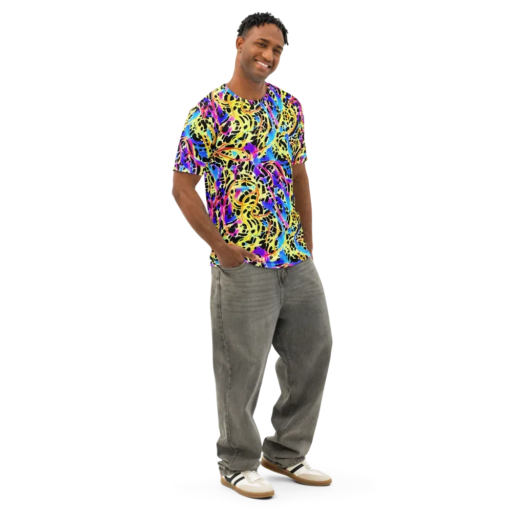 Ultraviolet Roar on Men's Cotton Crew Neck T-Shirt — Right Front