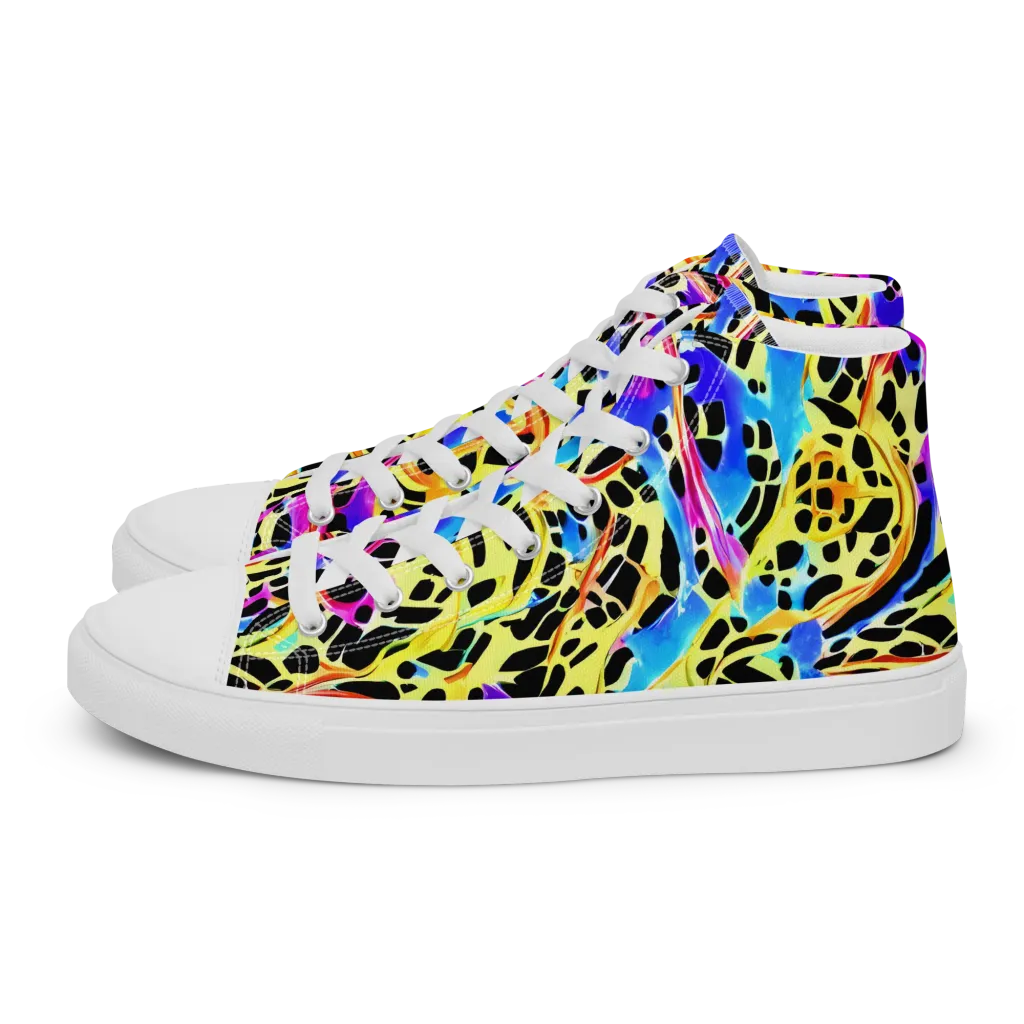 Ultraviolet Roar on Men's High Top Canvas Shoes — Left