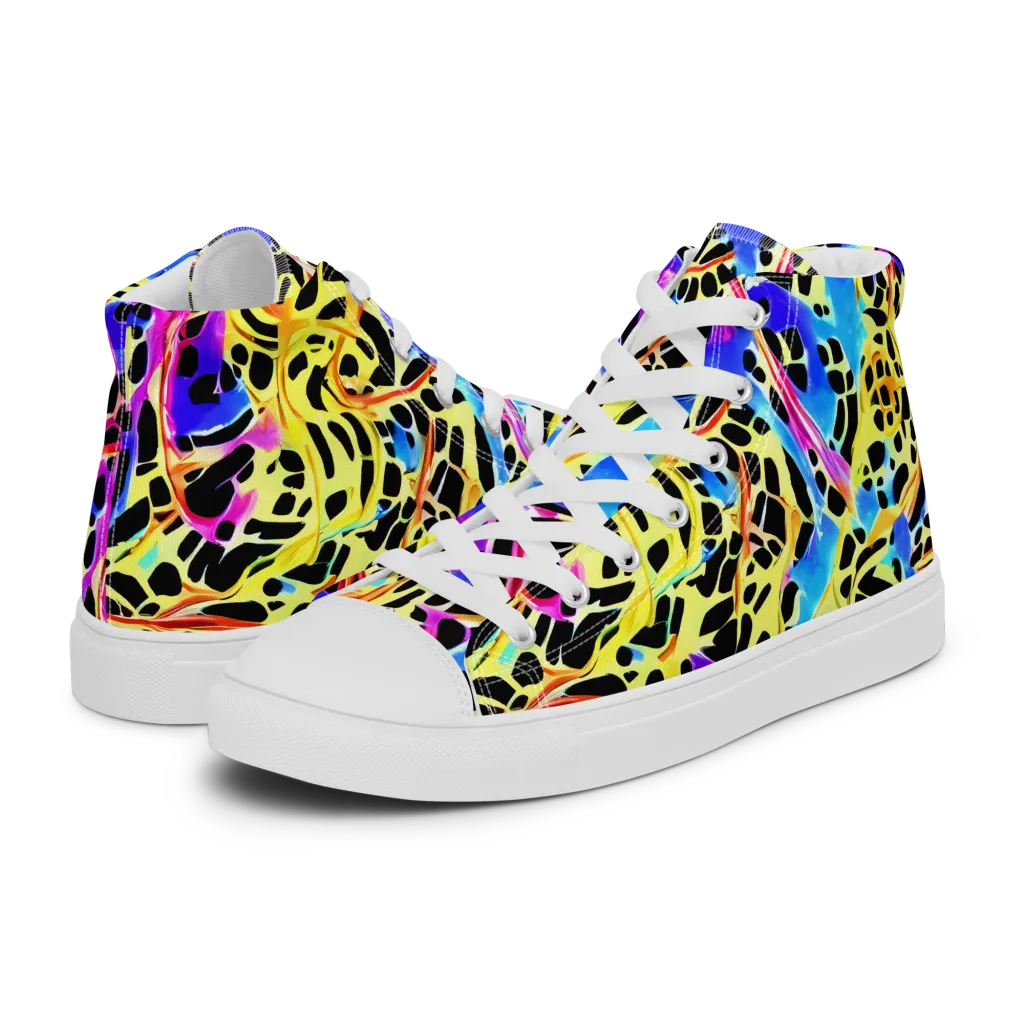 Ultraviolet Roar on Men's High Top Canvas Shoes — Left