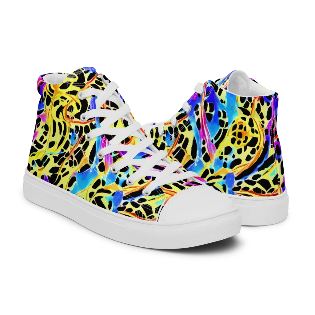 Ultraviolet Roar on Men's High Top Canvas Shoes — Right