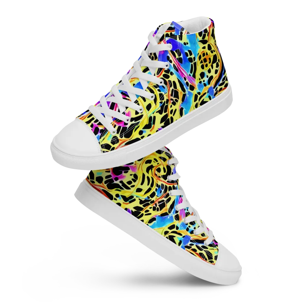 Ultraviolet Roar on Men's High Top Canvas Shoes — Front