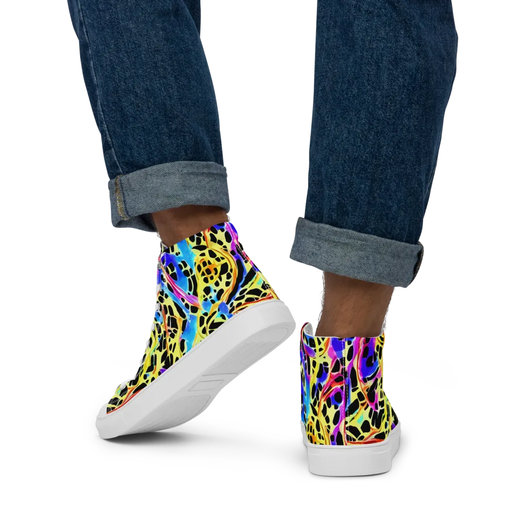 Ultraviolet Roar on Men's High Top Canvas Shoes — Back
