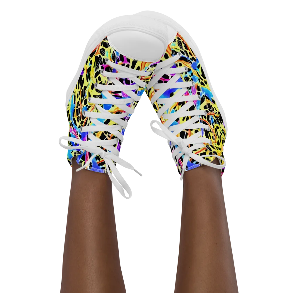 Ultraviolet Roar on Women's High Top Canvas Shoes — Front
