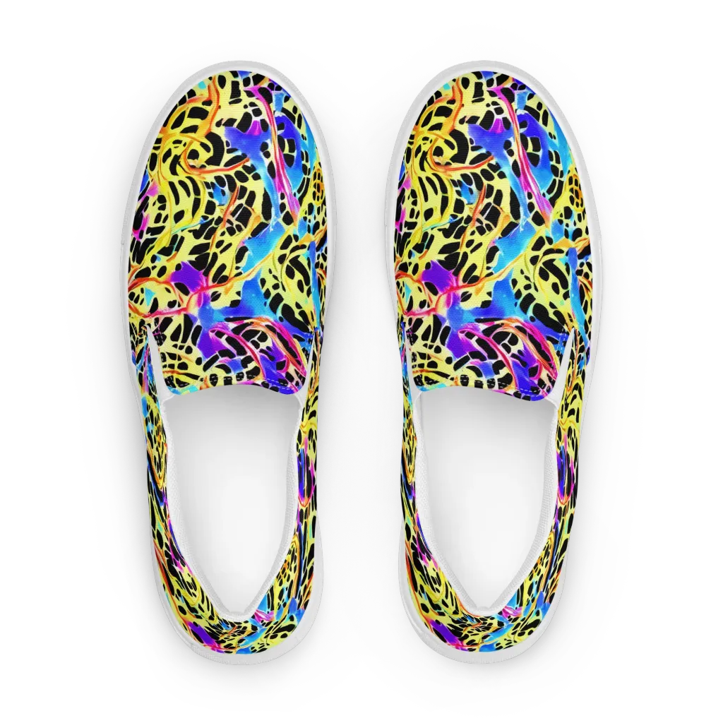 Ultraviolet Roar on Men's Slip-On Canvas Shoes — Front