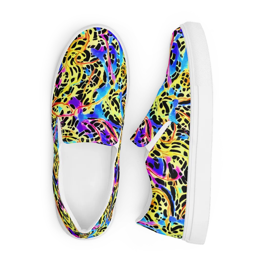 Ultraviolet Roar on Men's Slip-On Canvas Shoes — Front