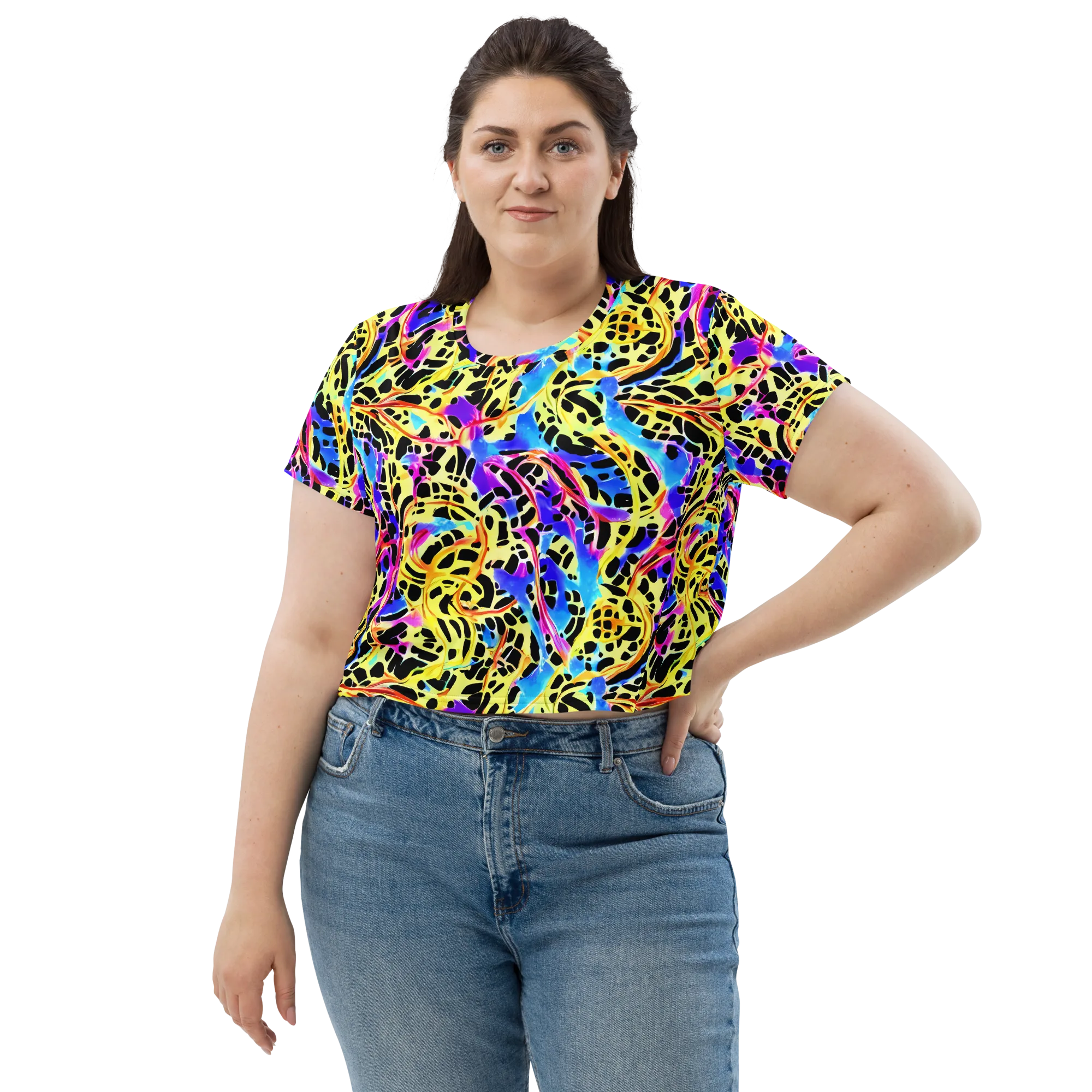 Ultraviolet Roar on Crop Tee — Front