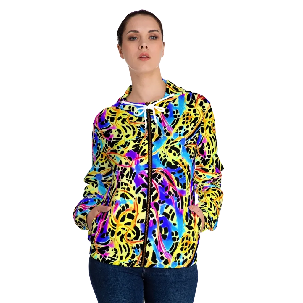 Ultraviolet Roar on Women's Full-Zip Hoodie — Front On Person