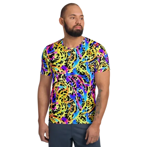 Ultraviolet Roar on a Men's Athletic T-Shirt