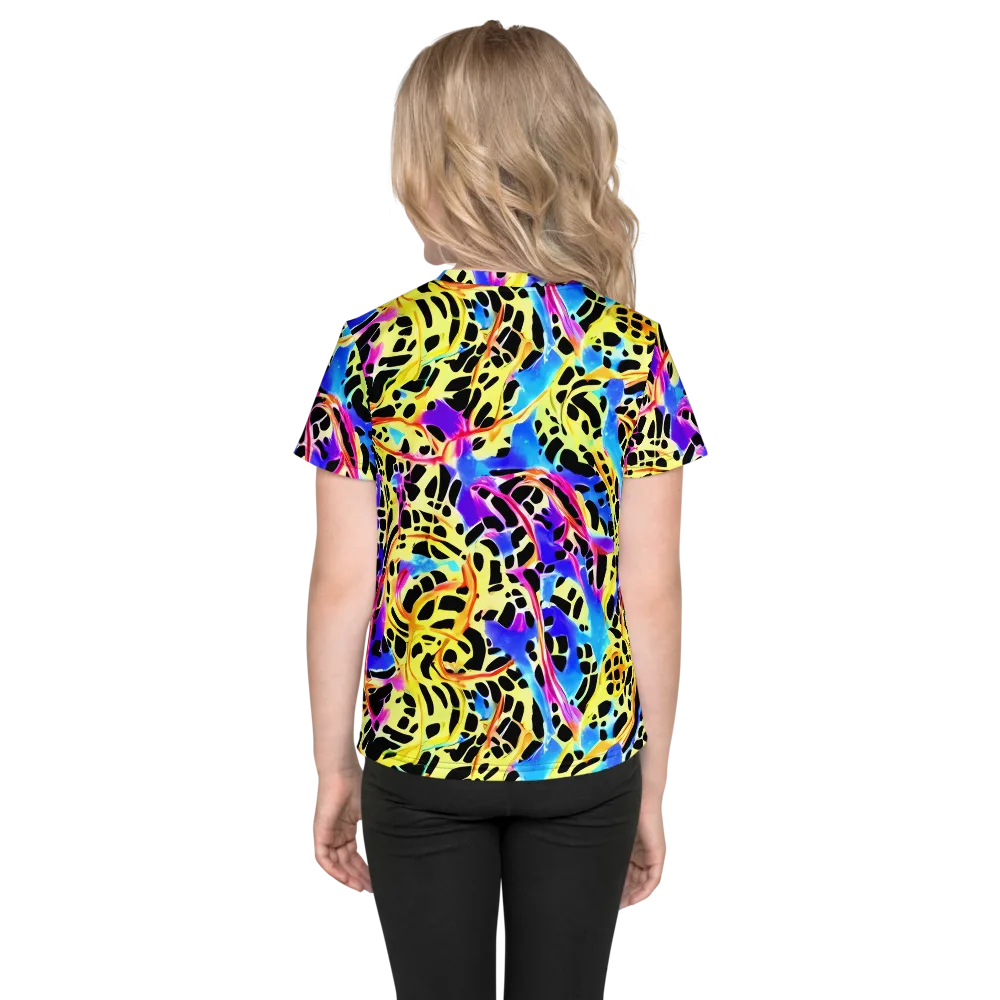 Ultraviolet Roar on Kids Crew Neck T-Shirt — Back