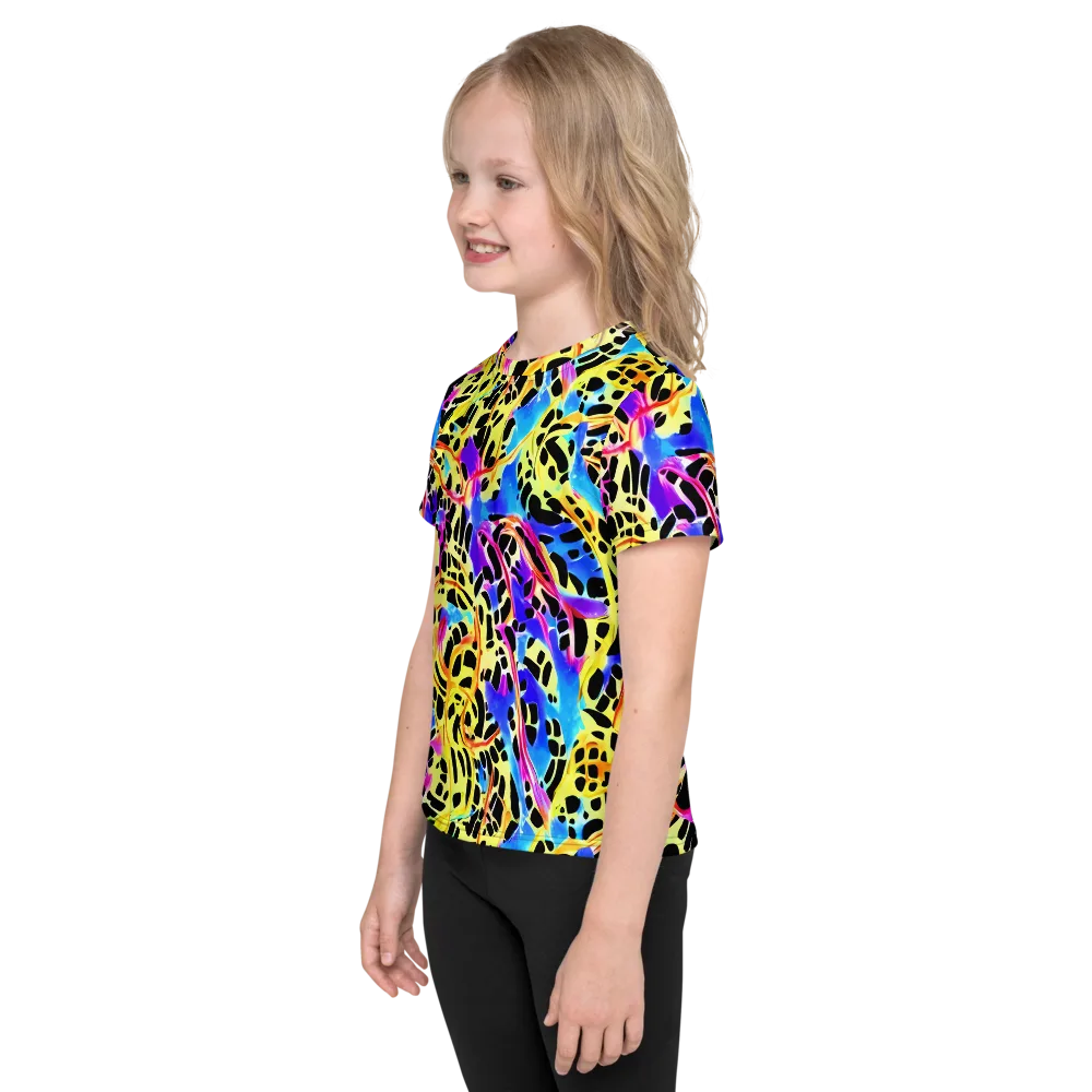Ultraviolet Roar on Kids Crew Neck T-Shirt — Left