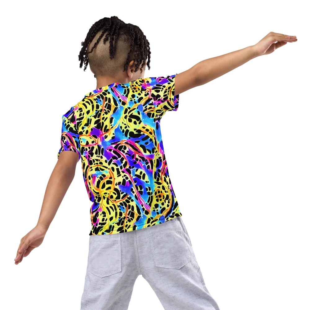 Ultraviolet Roar on Kids Crew Neck T-Shirt — Back