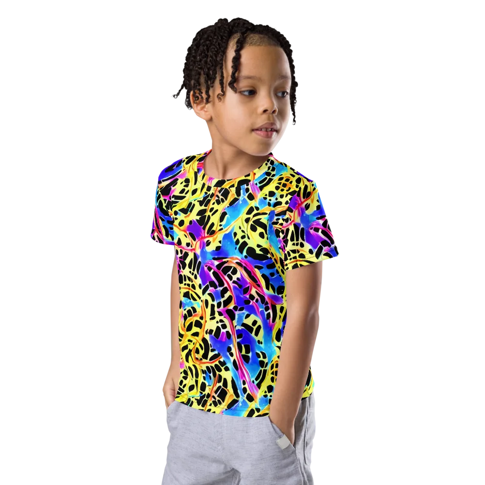 Ultraviolet Roar on Kids Crew Neck T-Shirt — Left Front