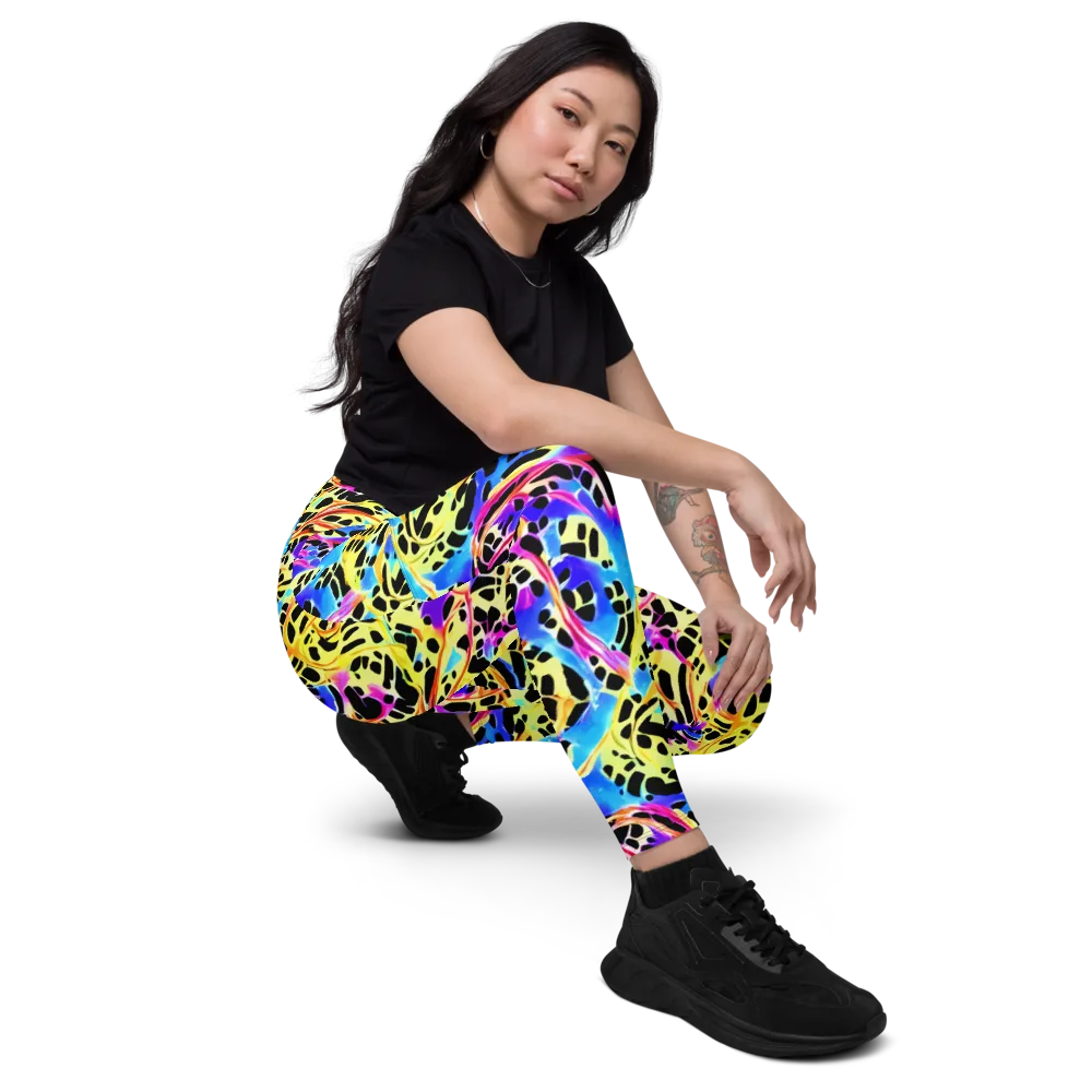 Ultraviolet Roar on Leggings with Pockets — Right Front