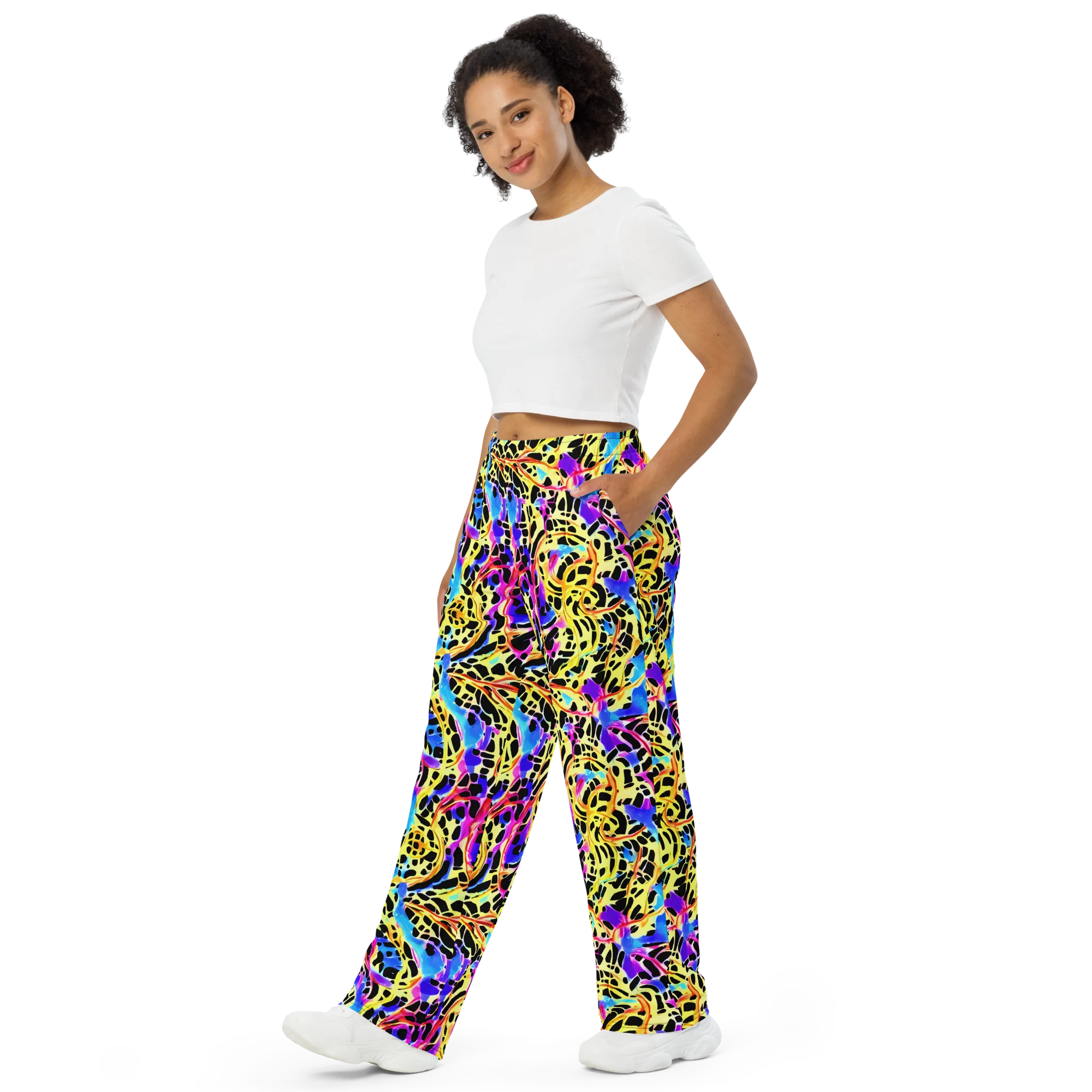 Ultraviolet Roar on Wide-Leg Pants — Left Front