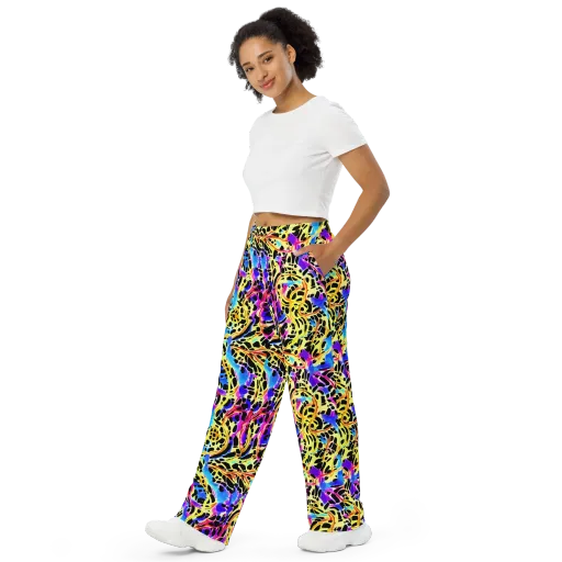 Ultraviolet Roar on a Wide-Leg Pants