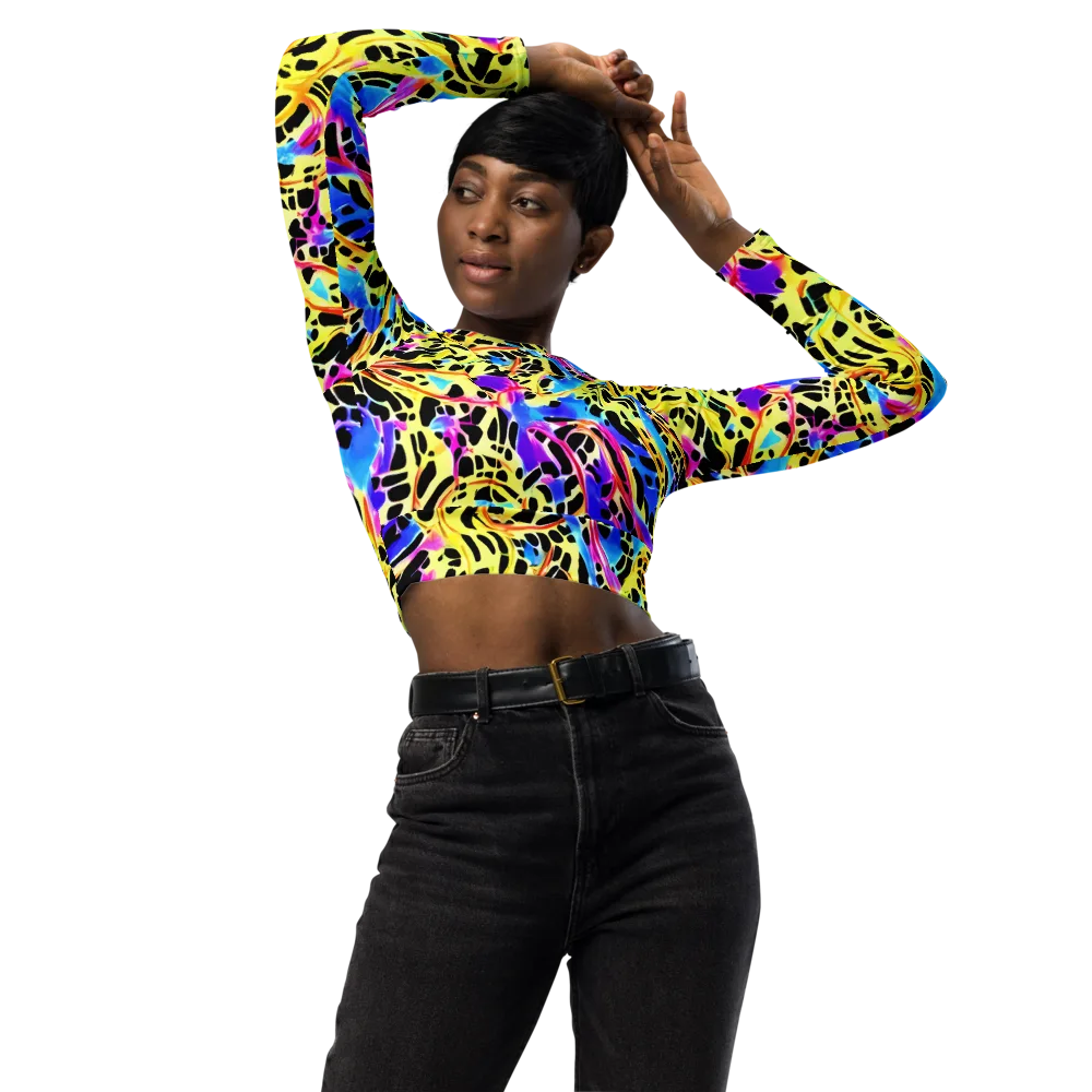 Ultraviolet Roar on Long Sleeve Crop Top — Front