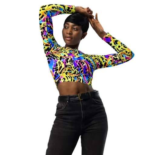 Ultraviolet Roar on a Long Sleeve Crop Top