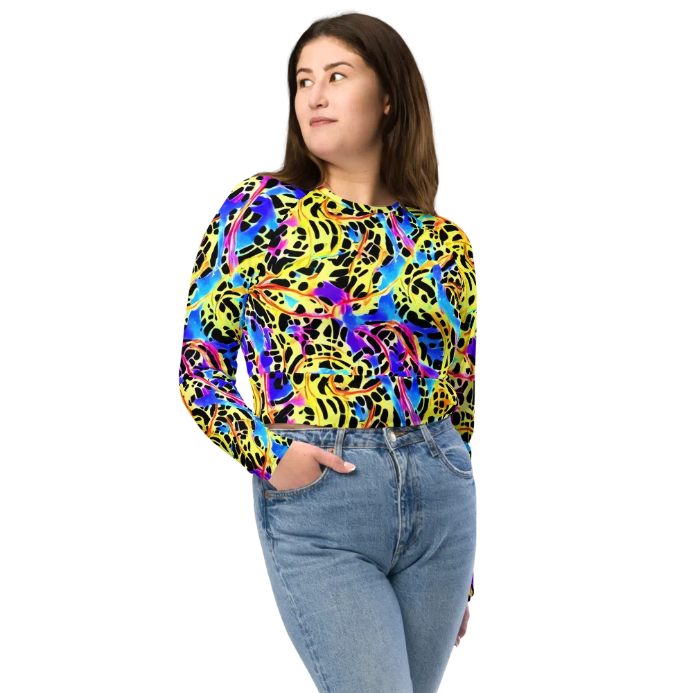 Ultraviolet Roar on Long Sleeve Crop Top — Front