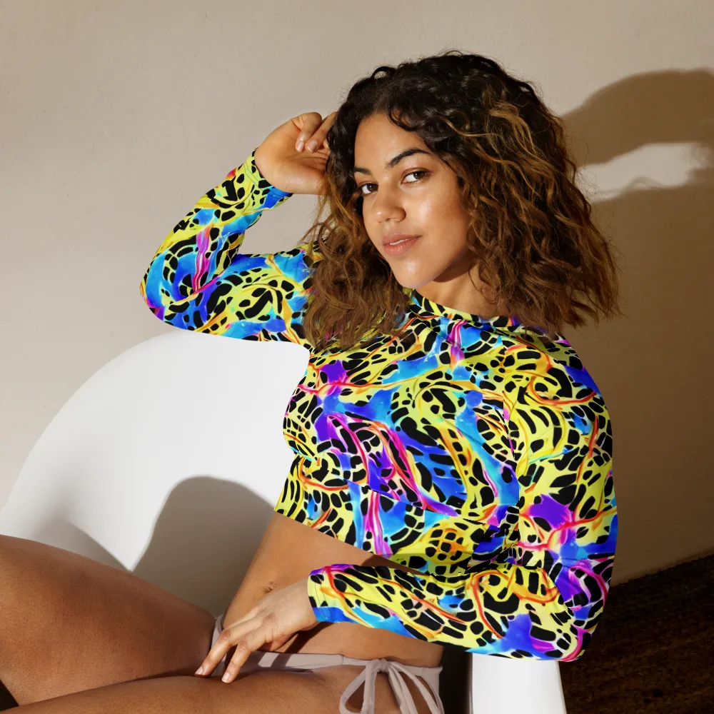 Ultraviolet Roar on Long Sleeve Crop Top — Left Front