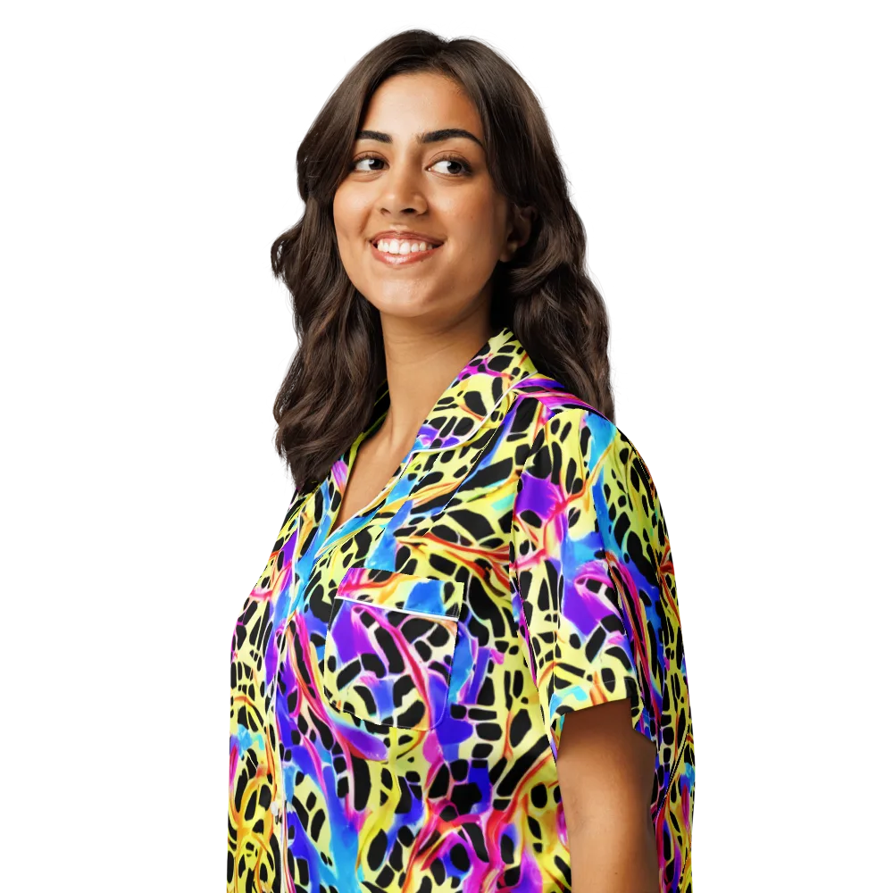 Ultraviolet Roar on Women's Short Sleeve Pajama Top — Left Front
