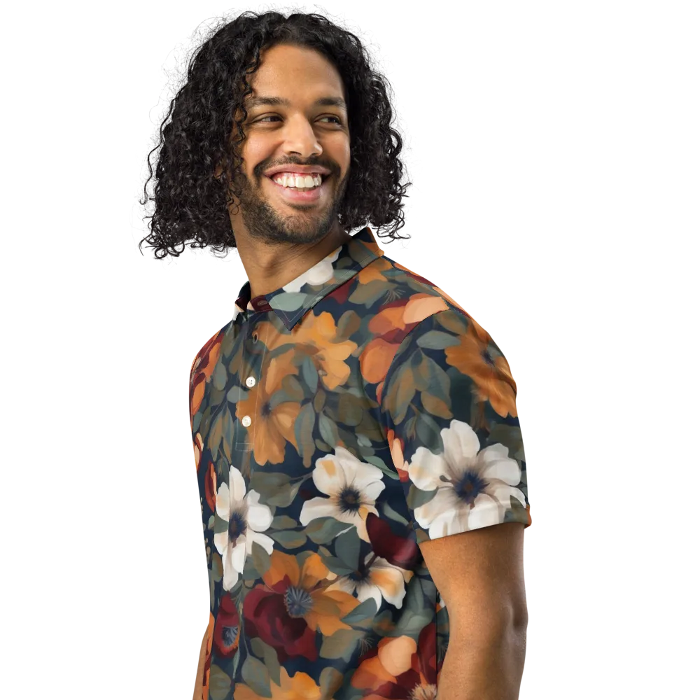 Autumn Velvet on Men's Slim Fit Polo Shirt — Left Front