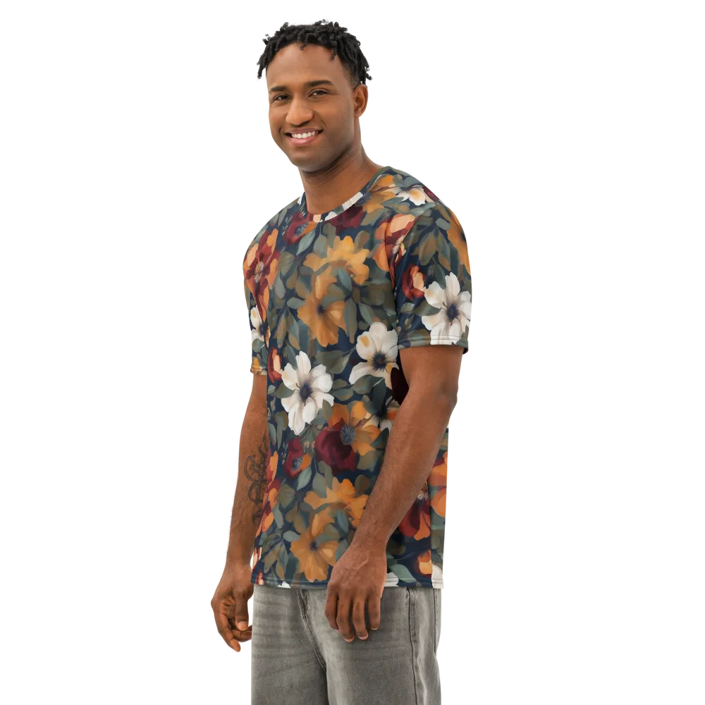 Autumn Velvet on Men's Cotton Crew Neck T-Shirt — Left Front