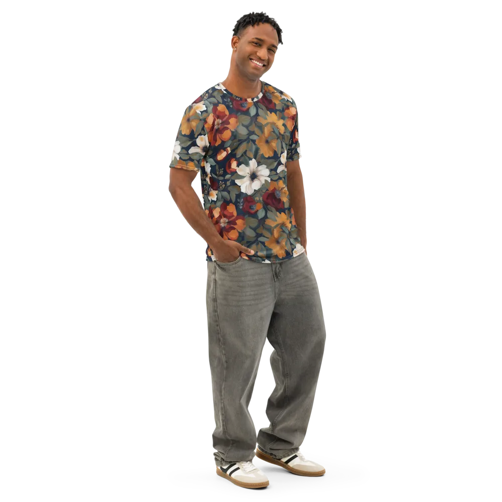 Autumn Velvet on Men's Cotton Crew Neck T-Shirt — Right Front