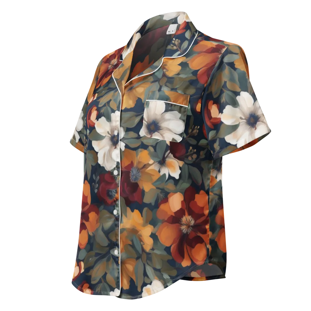 Autumn Velvet on Women's Short Sleeve Pajama Top — Left Front