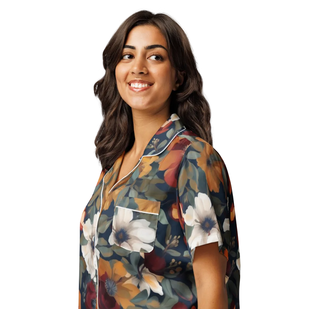 Autumn Velvet on Women's Short Sleeve Pajama Top — Left Front