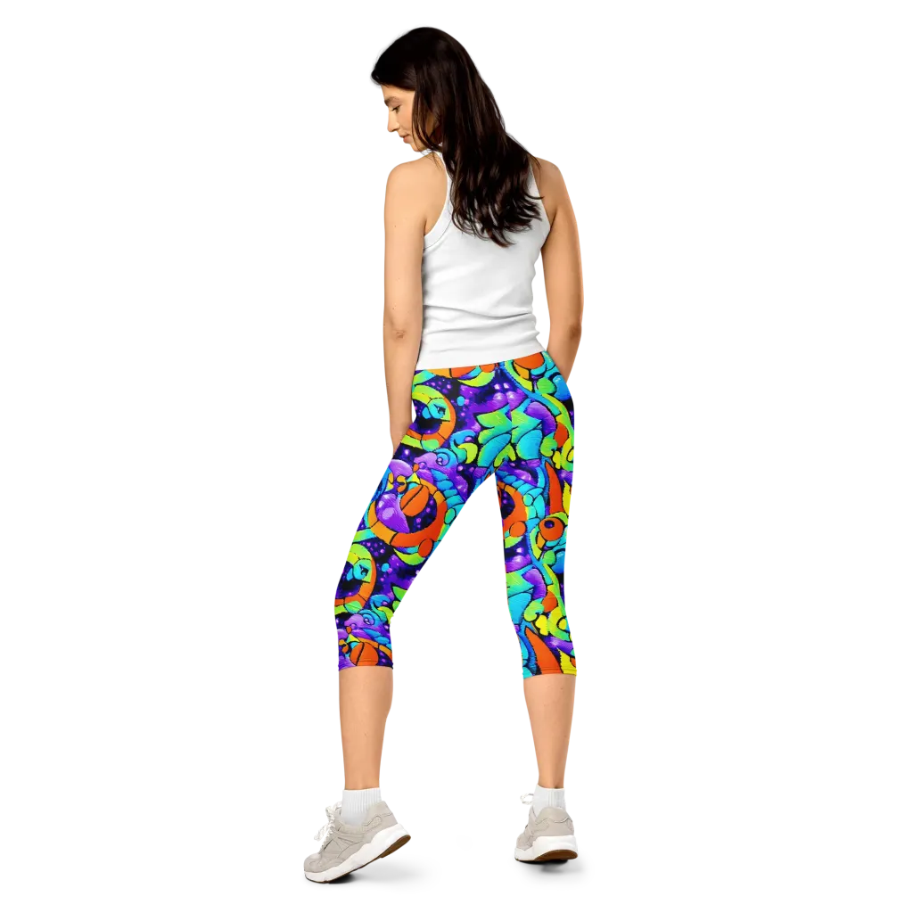 Vivid Collision on Capri Leggings — Back