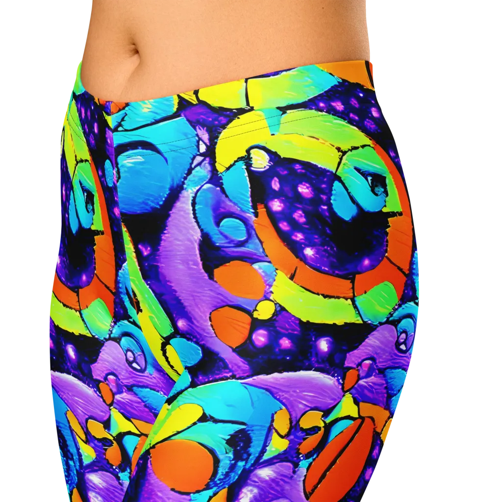 Vivid Collision on Capri Leggings — Zoomed-in