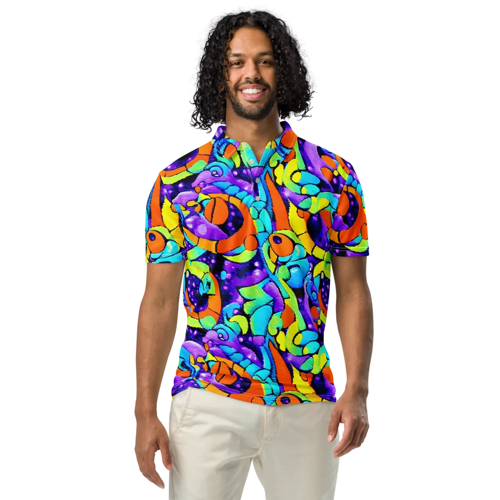Vivid Collision on Men's Slim Fit Polo Shirt — Front
